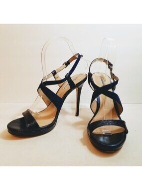 Charles David Purple Leather Strappy Ankle Heels 8